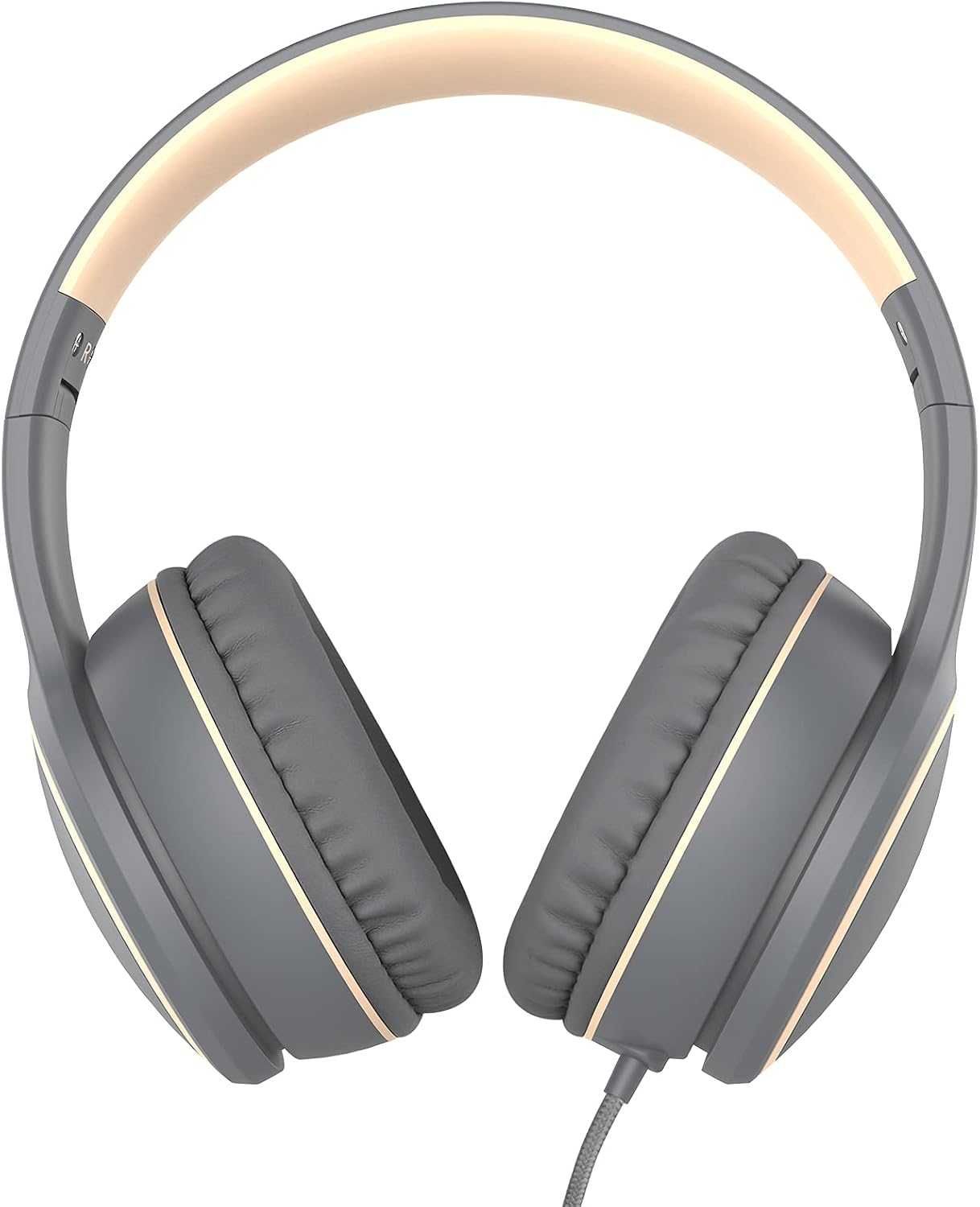 R10 Over-Ear Headphones with Microphone, Lightweight Folding Stereo Bass Headset with 1.5M No-Tangle Cord, Portable Wired Headphones for Smartphone Tablet Computer MP3 / 4 (Grey)