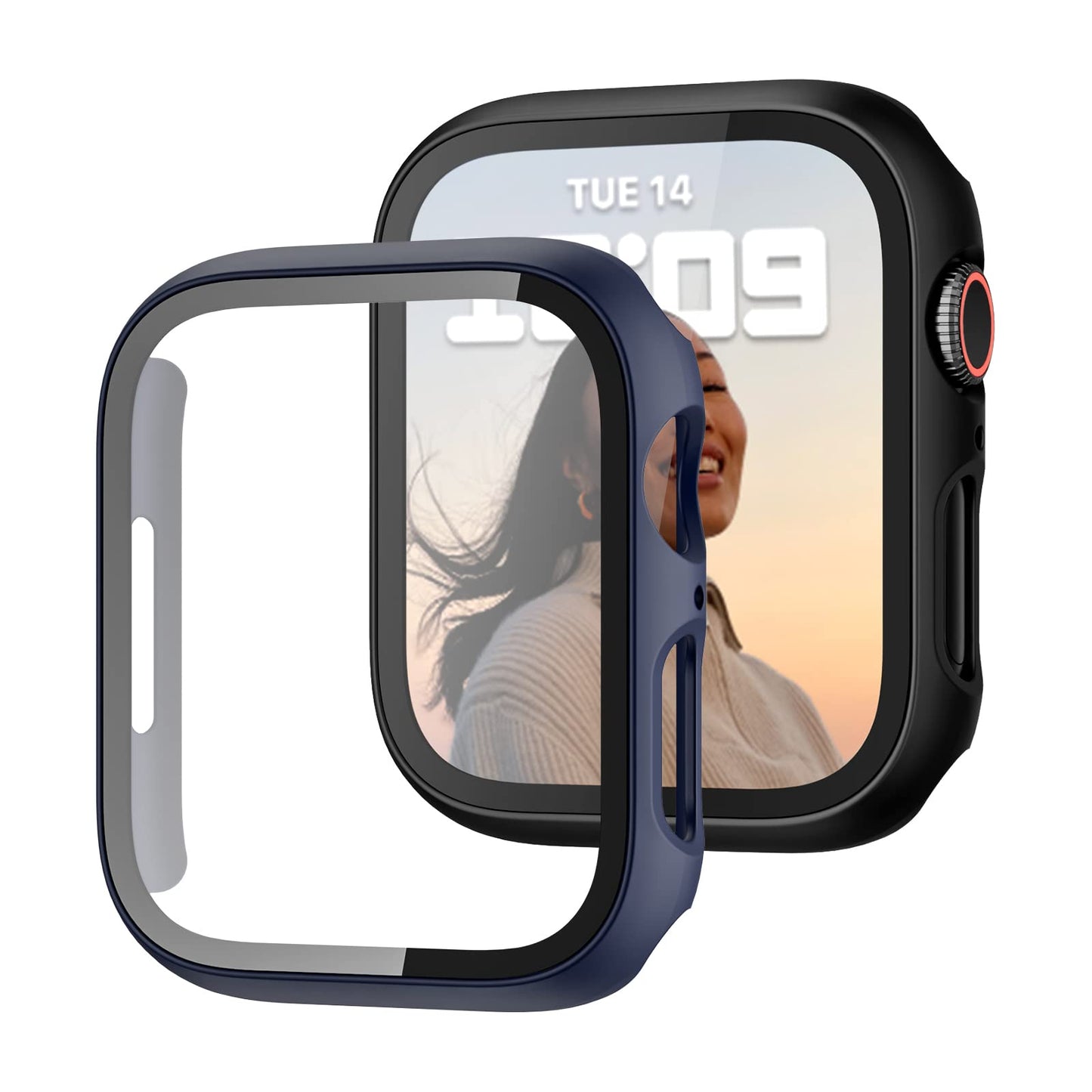 JZK Screen Protector Case for Apple Watch Series 11/10 42mm,Purple+Clear