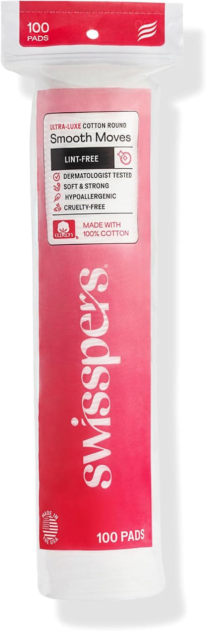 Swisspers Premium Cotton Rounds, Dual-Sided, 100 Count (Pack of 3)