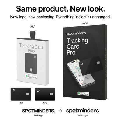 SPOTMINDERS Apple MFi Certified Wallet Tracking Card Black 4-Pack Travel Gifts for Him Works with Apple Find My Rechargeable Tracker IP68 Waterproof 0.07" Slim iPhone Item Finder for Luggage Passport