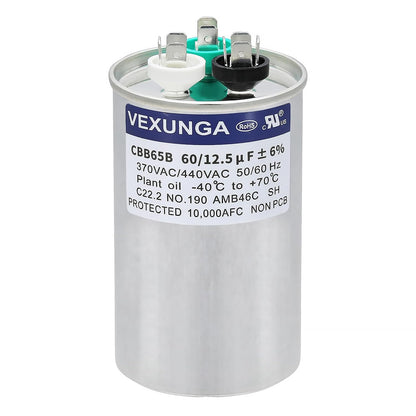 VEXUNGA 5uF 370/440VAC 50/60Hz CBB65 CBB65A Oval Run Start Capacitor 5 MFD 370V/440V Air Conditioner Capacitors for AC Unit Fan Motor Start or Pool Pump or Air Condenser Straight Cool