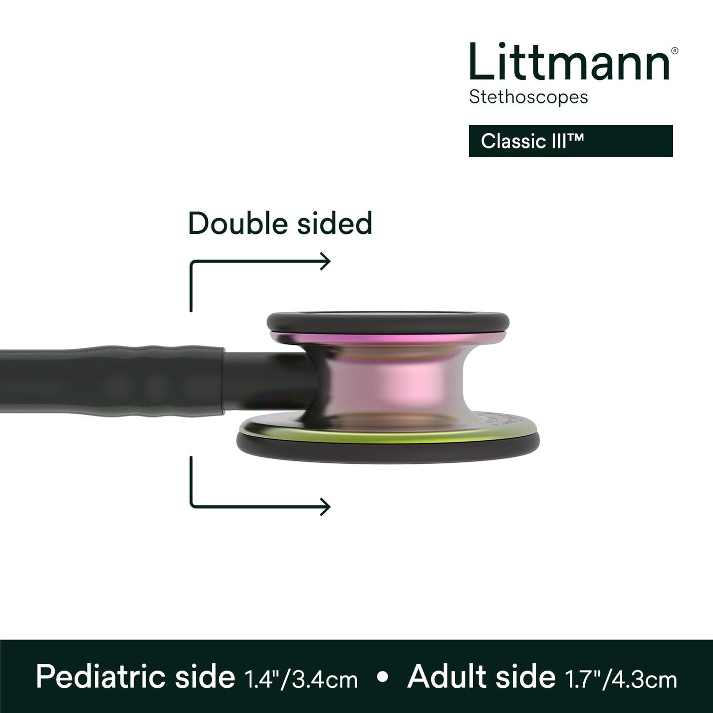 3M Littmann Classic III Monitoring Stethoscope, 5803, More Than 2X as Loud, Weighs Less, Stainless Steel Black-Finish Chestpiece, 27" Black Tube, Stem and Headset