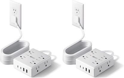 SUPERDANNY Extension Cord,Flat Plug Surge Protector Power Strip,6Ft