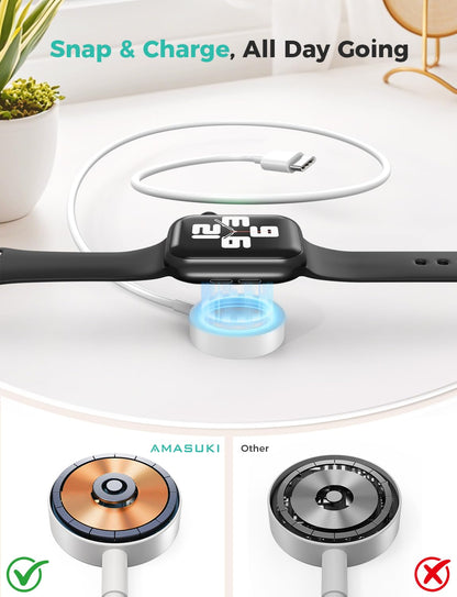 6.6FT Long for Apple Watch Charger USB Magnetic Fast Charging Cable Portable Wireless Charging Accessories Compatible with iWatch Series 11/10/9/8/7/6/5/4/3/2 Ultra 3/2/SE