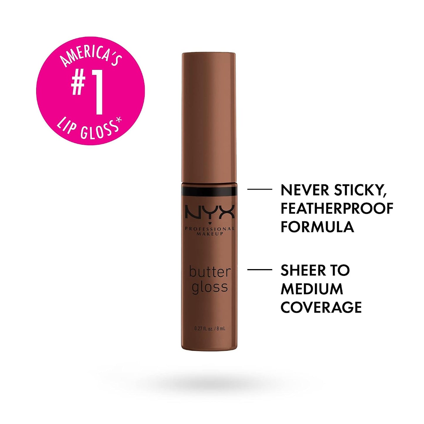NYX PROFESSIONAL MAKEUP Butter Gloss, Non-Sticky Lip Gloss - Praline (Deep Nude)