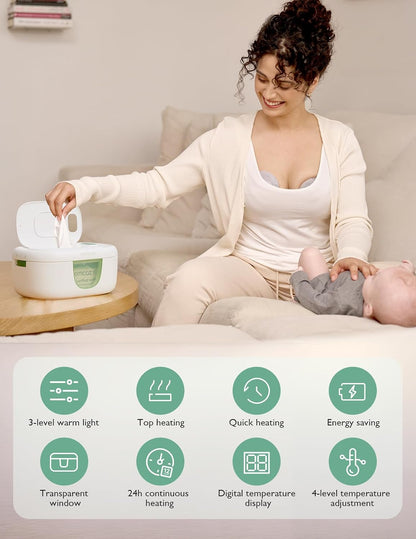Momcozy Baby Wipe Warmer, Innovative Spring Design,Large Capacity Dispenser