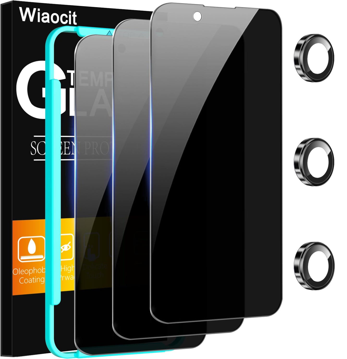 Wiaocit Tempered Glass Privacy Screen Protector for iPhone 15 Pro