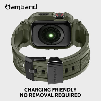 amBand Bands Compatible with Apple Watch 9/8/7/6/5/4 & SE 3/2/1 45mm/44mm Case for Men, M1 Sport Series Rugged Case Protective Cover for iWatch SE3/SE2/6/SE/5/4 44/45 mm Men Black