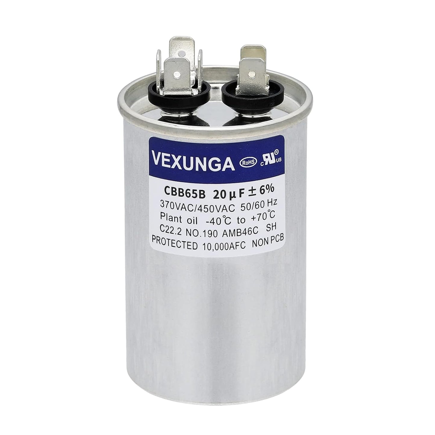 VEXUNGA 5uF 370/440VAC 50/60Hz CBB65 CBB65A Oval Run Start Capacitor 5 MFD 370V/440V Air Conditioner Capacitors for AC Unit Fan Motor Start or Pool Pump or Air Condenser Straight Cool