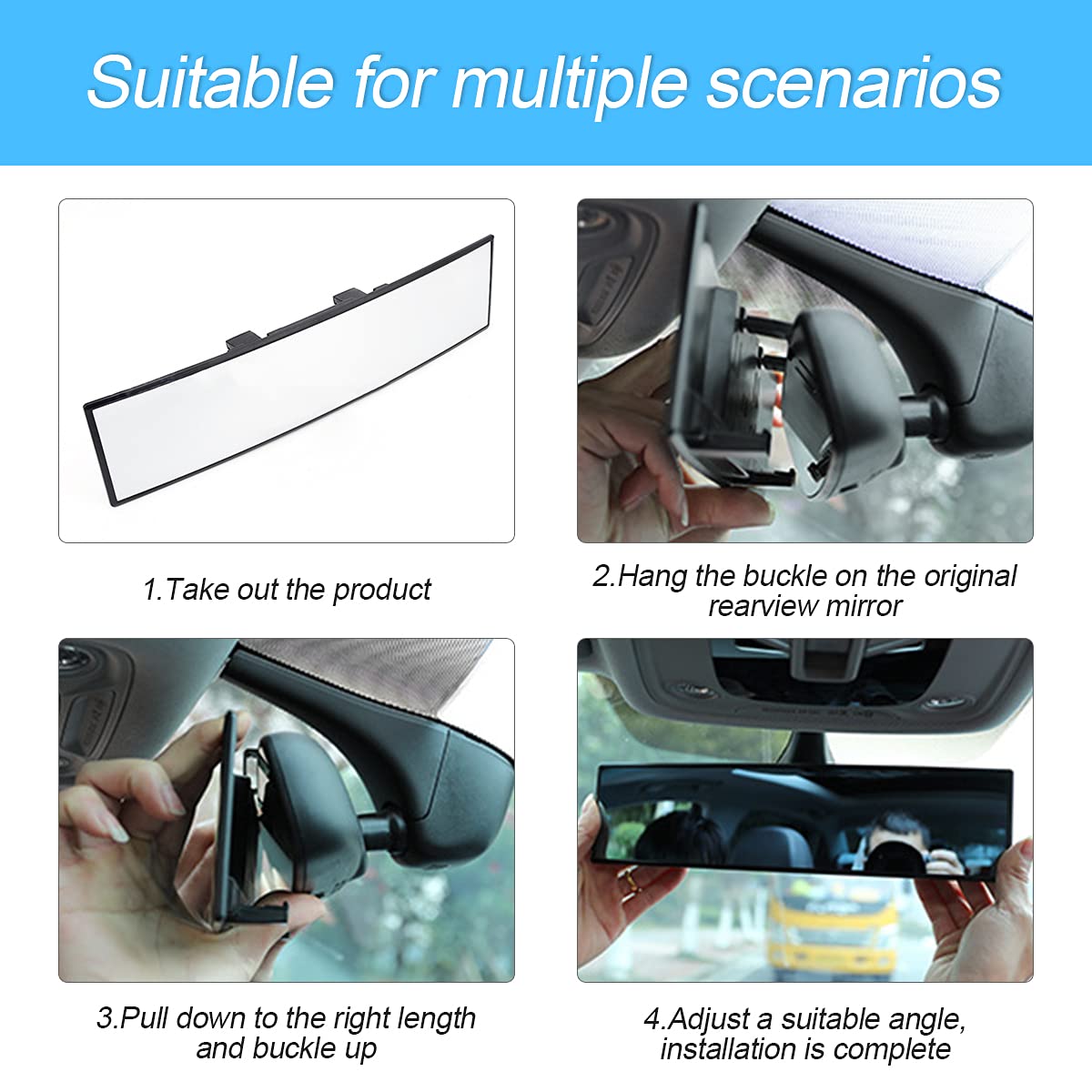 8sanlione 360-Degree Adjustable Car Rearview Mirror