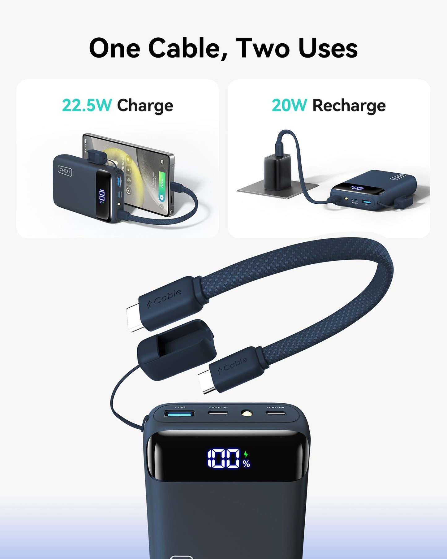 INIU Portable Charger, Smallest 20000mAh 22.5W Fast Charging Power Bank