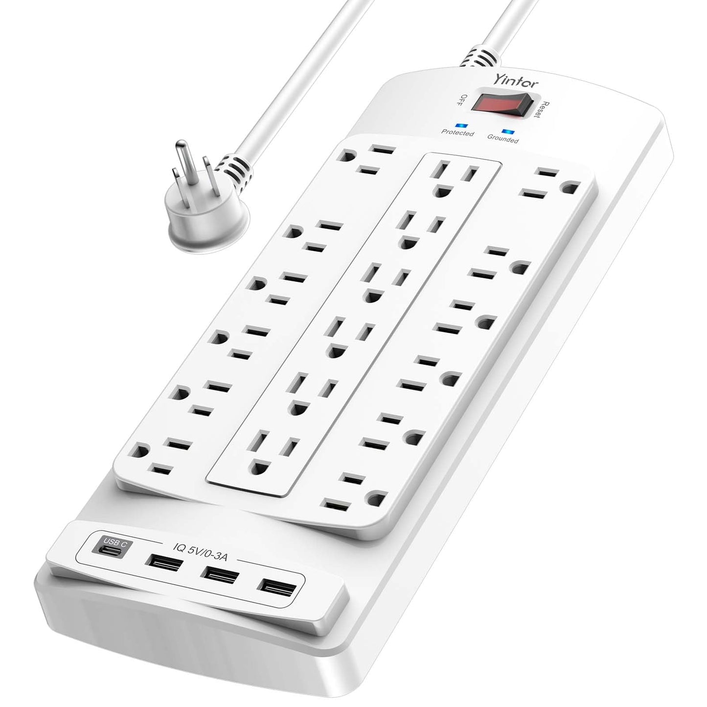 Yintar 6Ft Surge Protector Power Strip with 8 Outlets and 4 USB Ports