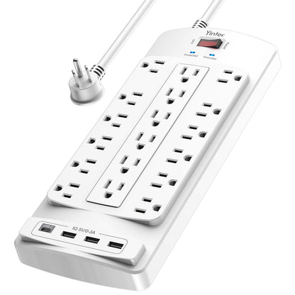 Yintar 6Ft Surge Protector Power Strip with 8 Outlets and 4 USB Ports