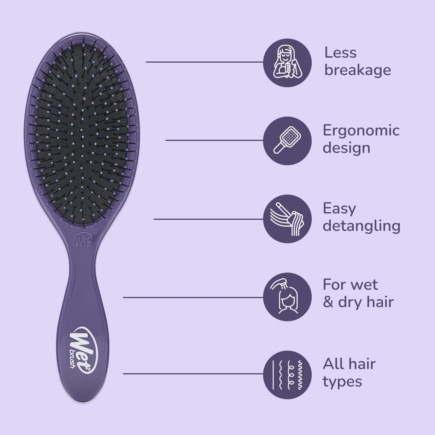 Wet Brush Original Detangler Hair Brush, Sky, For All Hair Textures