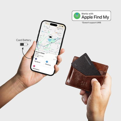 SPOTMINDERS Apple MFi Certified Wallet Tracking Card Black 4-Pack Travel Gifts for Him Works with Apple Find My Rechargeable Tracker IP68 Waterproof 0.07" Slim iPhone Item Finder for Luggage Passport