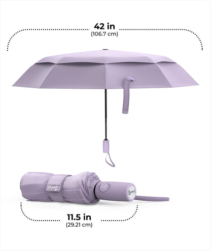 Windproof Travel Umbrella - Compact & Withstands Winds up to 100MPH, Strongest Premium Auto Folding Umbrella for Rain and Sun - Durable, Light & Portable for Women & Men, Fits Backpack & Cars