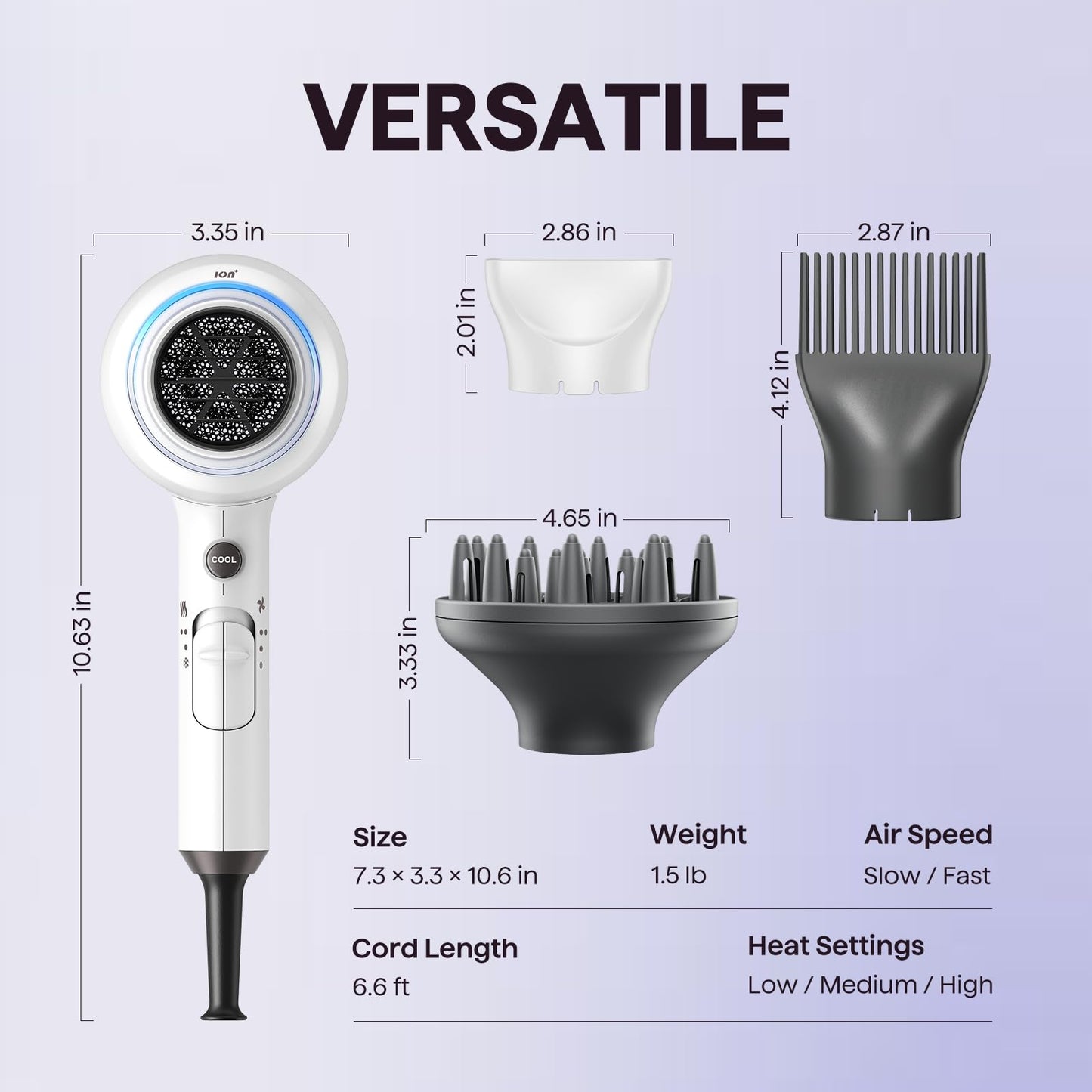 Wavytalk Blown Away Ionic Hair Dryer with Diffuser for Curly Hair