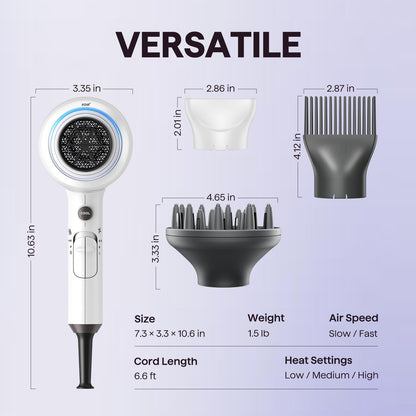 Wavytalk Blown Away Ionic Hair Dryer with Diffuser for Curly Hair