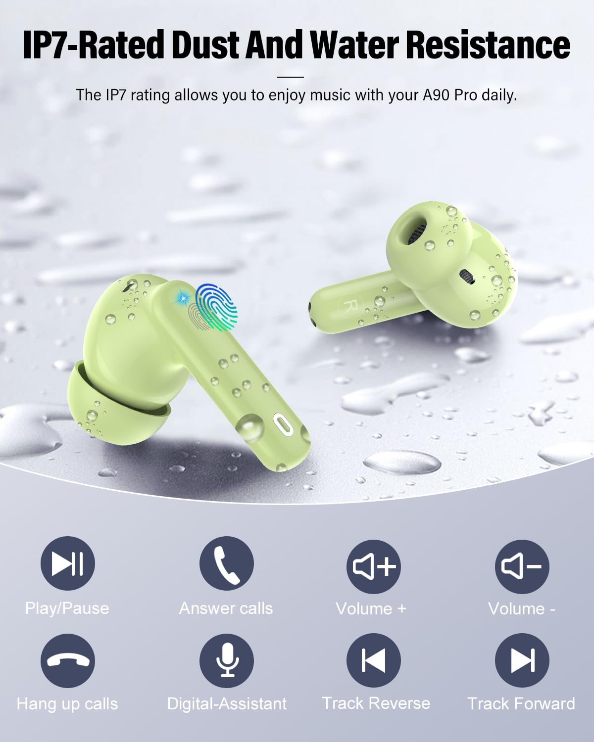 Wireless Earbuds, Bluetooth 5.4 Headphones Bass Stereo/Clear Calls, Black
