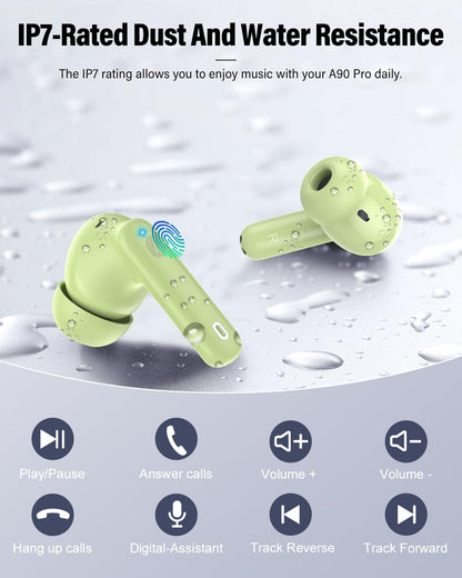 Wireless Earbuds, Bluetooth 5.4 Headphones Bass Stereo/Clear Calls, Black