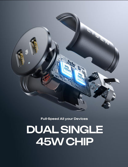 LISEN 90W USB C Car Charger USB C Fast Charge, 45W PD&QC 3.0 Fast Car Charger