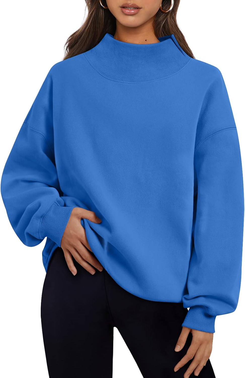 Trendy Queen Womens Mock Neck Sweatshirts Oversized Pullover Fall Outfits