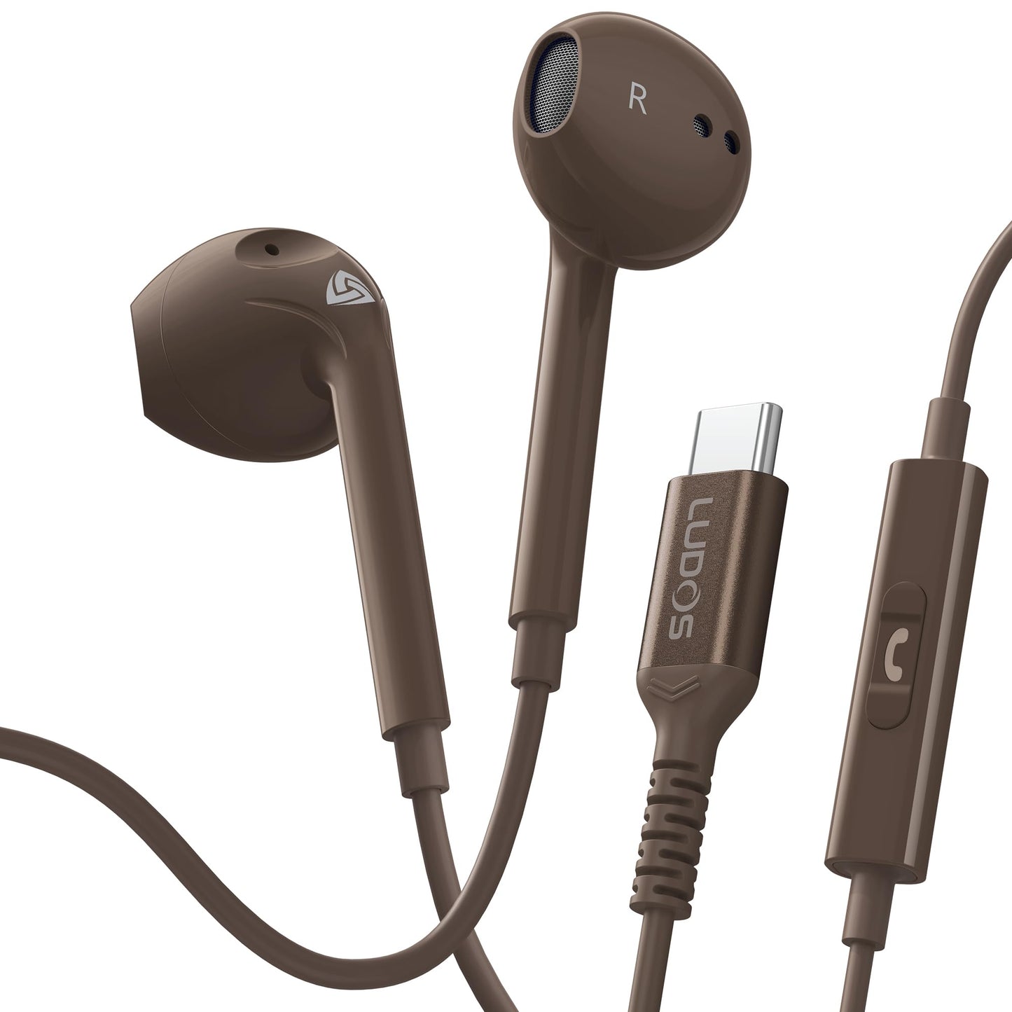 LUDOS Zenith USB C Headphones for iPhone 17 16 15 Pro Max Plus Air iPad Pro Air, 5 Years Warranty, USB-C Earbuds for Samsung Galaxy S24 S23 Ultra S22 S21 S20 A55 A54 A53, USB Type C Earphones - White