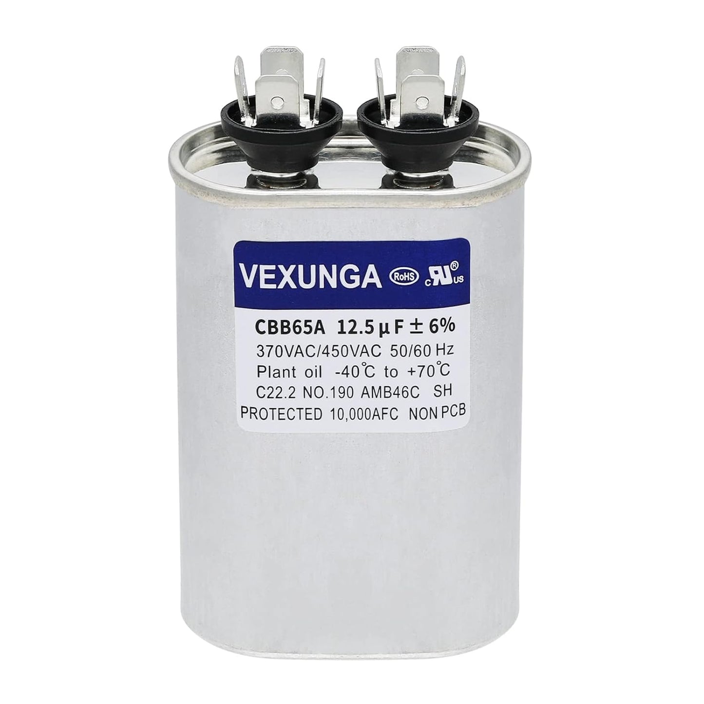VEXUNGA 5uF 370/440VAC 50/60Hz CBB65 CBB65A Oval Run Start Capacitor 5 MFD 370V/440V Air Conditioner Capacitors for AC Unit Fan Motor Start or Pool Pump or Air Condenser Straight Cool