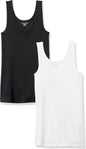 Amazon Essentials Women's Slim-Fit Ribbed Scoop Neck Tank Tops, Pack of 2