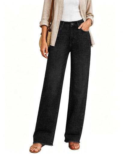 Women's High Waisted Stretchy Straight Leg Jeans Tummy Control Pants