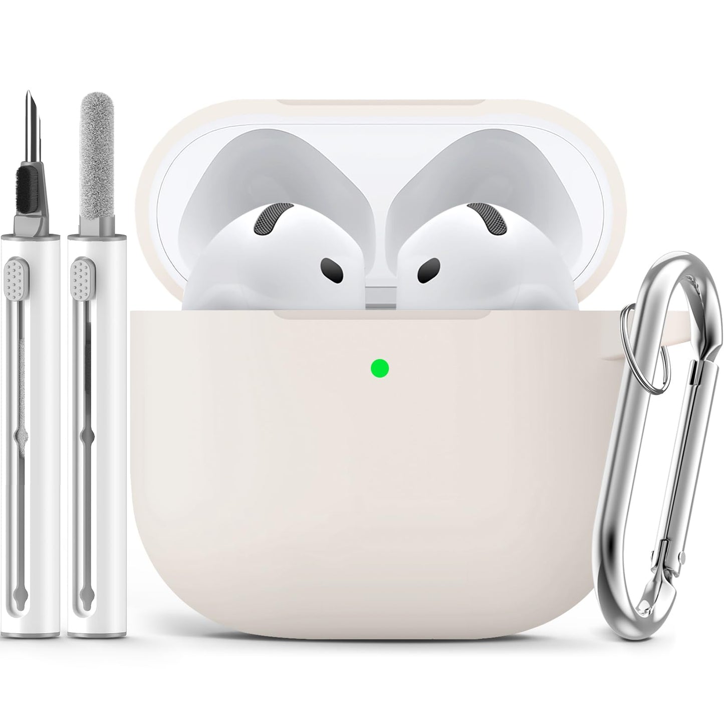 Ljusmicker for AirPods 4 Case 2024 with Cleaner Kit,Milk Tea