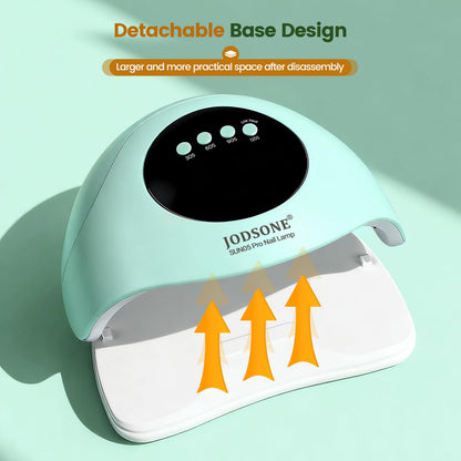 JODSONE U V LED Nail Lamp with Base Coat Top Coat Set, Nail Dryer for Gel Polish for Nails with Automatic Sensor & 4 Timers