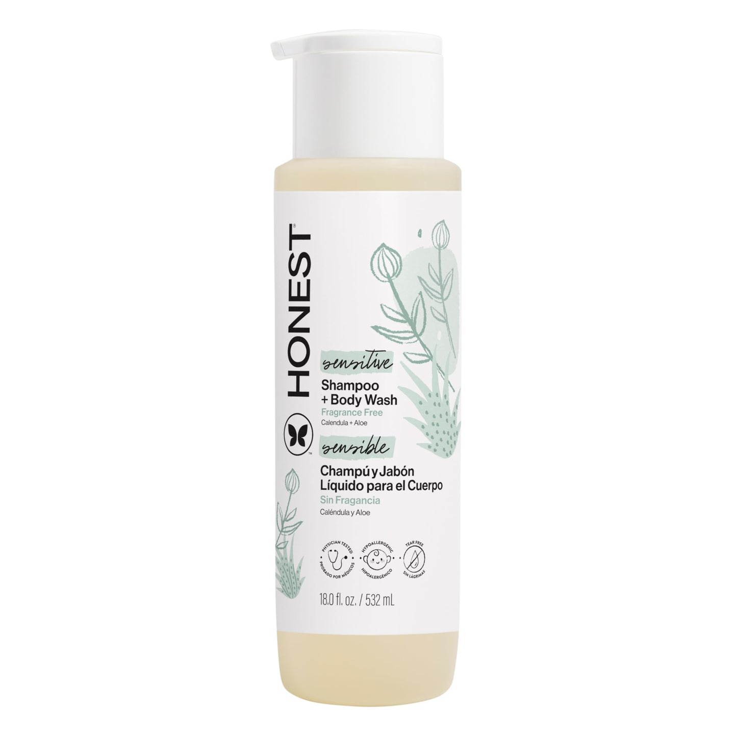 The Honest Company Shampoo & Body Wash, Tear-Free, Fragrance-Free, 10 fl oz