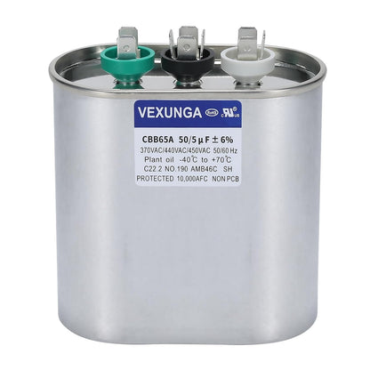 VEXUNGA 5uF 370/440VAC 50/60Hz CBB65 CBB65A Oval Run Start Capacitor 5 MFD 370V/440V Air Conditioner Capacitors for AC Unit Fan Motor Start or Pool Pump or Air Condenser Straight Cool