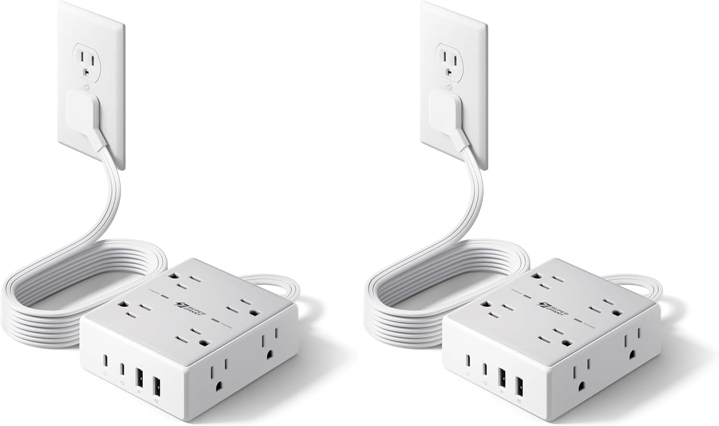 SUPERDANNY Extension Cord,Flat Plug Surge Protector Power Strip,6Ft