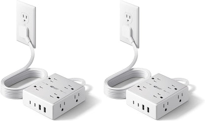 SUPERDANNY Extension Cord,Flat Plug Surge Protector Power Strip,6Ft