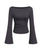 PRETTYGARDEN Womens Bell Long Sleeve Ribbed Knit Tops
