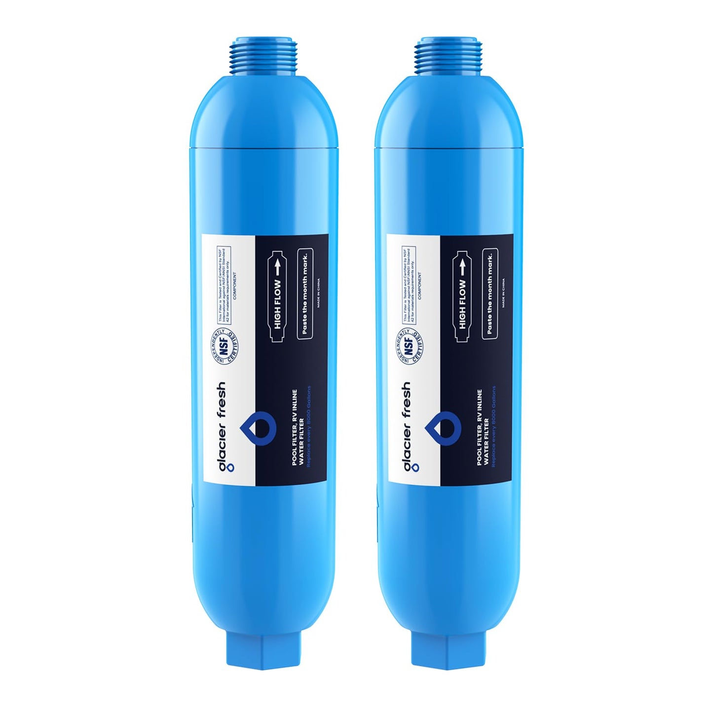 GLACIER FRESH RV/Marine Water Filter with 2 Flexible Hose Protectors 4 Pack