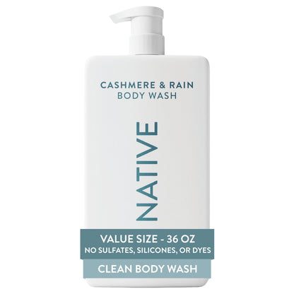 Native Clean Body Wash, Gentle & pH-balanced for Sensitive Skin, 24-Hr Freshness for Women & Men, Vegan & Cruelty-Free, Free of Sulfates, Parabens & Phthalates, Sandalwood & Shea Butter, 36 oz