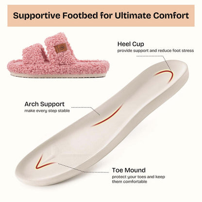EverFoams Womens Fuzzy Open-toe Slippers Memory Foam Indoor House Shoes