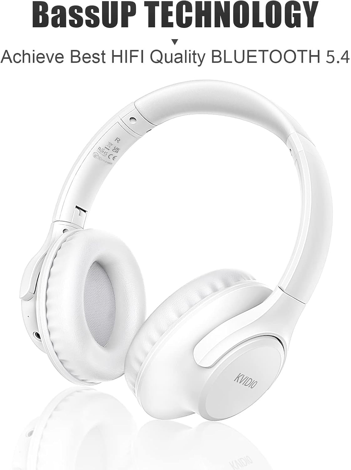 KVIDIO Bluetooth Headphones Wireless Over Ear Headsets 65H Playtime