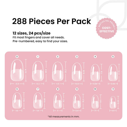 Beetles Soft Gel Nail Tips Short Almond 288pcs in 12 Sizes Etch-X
