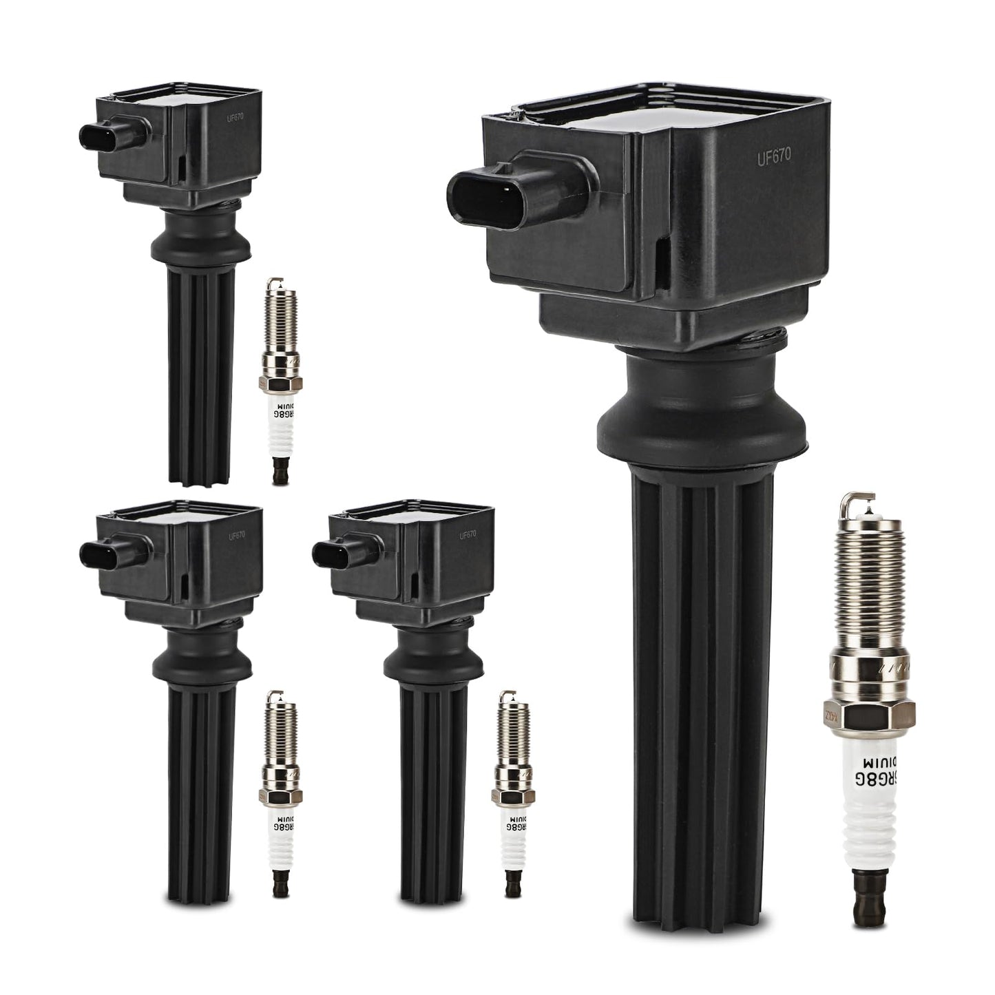 UF667 Ignition Coil & ILZFR6D11 Double Iridium Spark Plug for BMW 2.5-6.0L
