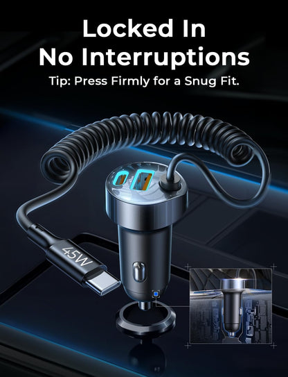 LISEN 90W for iPhone 17 16 15 Pro Max Car Charger USB C Fast Charge