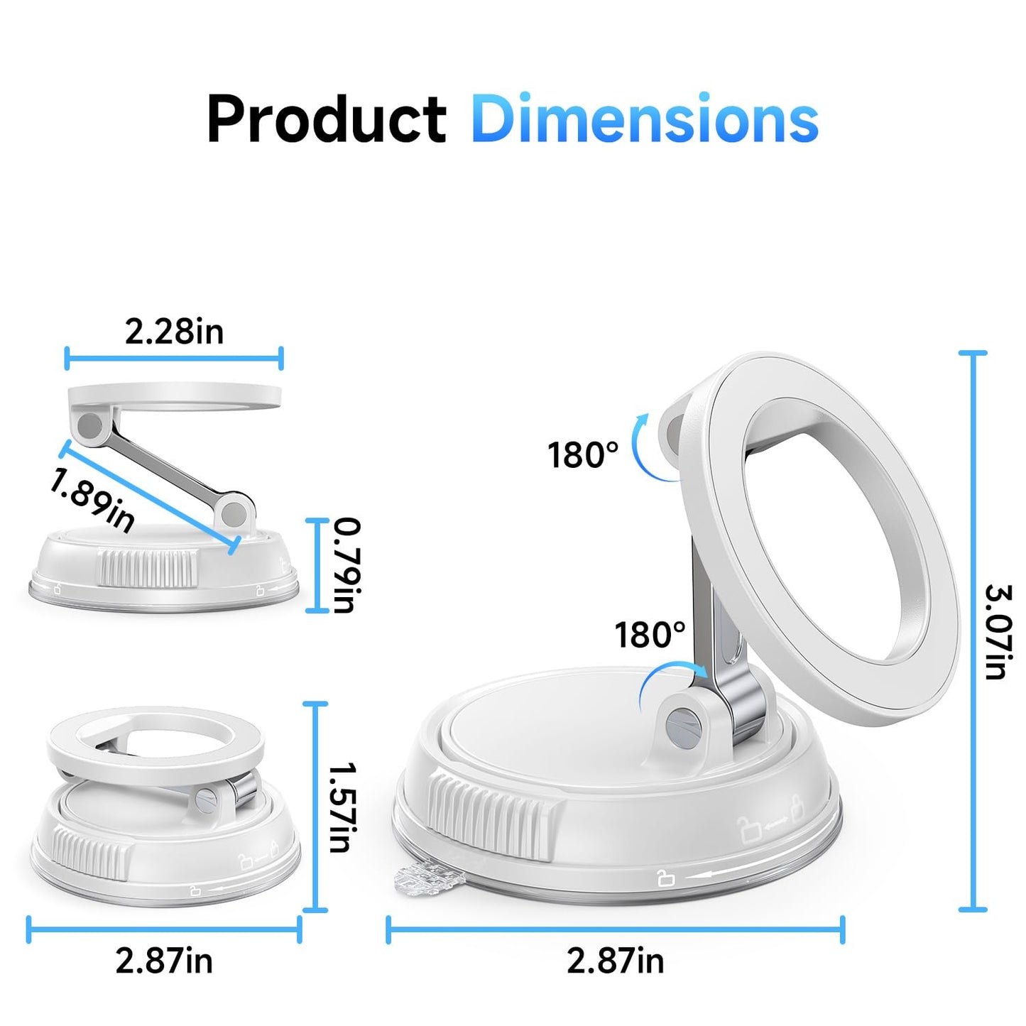 ANDERY Car Phone Holder for Magsafe [78+LBS Strongest Suction & 2400gf Strongest Magnetic] 360° Adjustable Car Phone Mount, Phone Holders for Your Car for iPhone 17-12 Pro Max Air Plus (Carbon Fiber)