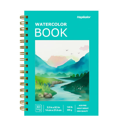 Hapikalor Watercolor Paper Pad, 9"x12" Water Color Paper, 140lb/300gsm Teal