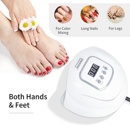 JODSONE U V LED Nail Lamp with Base Coat Top Coat Set, Nail Dryer for Gel Polish for Nails with Automatic Sensor & 4 Timers