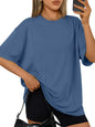 Trendy Queen Womens Oversized T-Shirts Short Sleeve Crew Neck Summer Tops