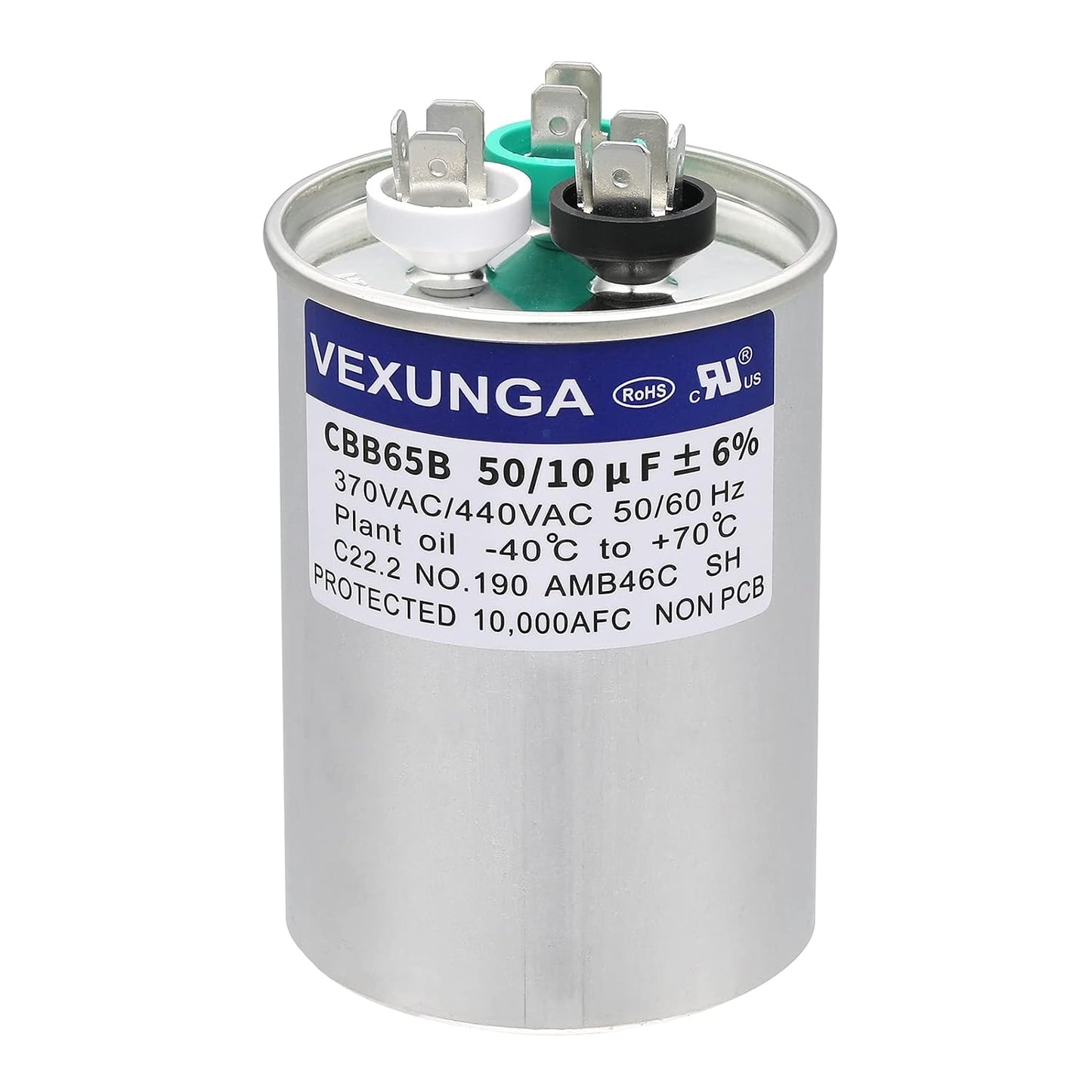 VEXUNGA 5uF 370/440VAC 50/60Hz CBB65 CBB65A Oval Run Start Capacitor 5 MFD 370V/440V Air Conditioner Capacitors for AC Unit Fan Motor Start or Pool Pump or Air Condenser Straight Cool
