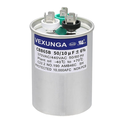 VEXUNGA 5uF 370/440VAC 50/60Hz CBB65 CBB65A Oval Run Start Capacitor 5 MFD 370V/440V Air Conditioner Capacitors for AC Unit Fan Motor Start or Pool Pump or Air Condenser Straight Cool